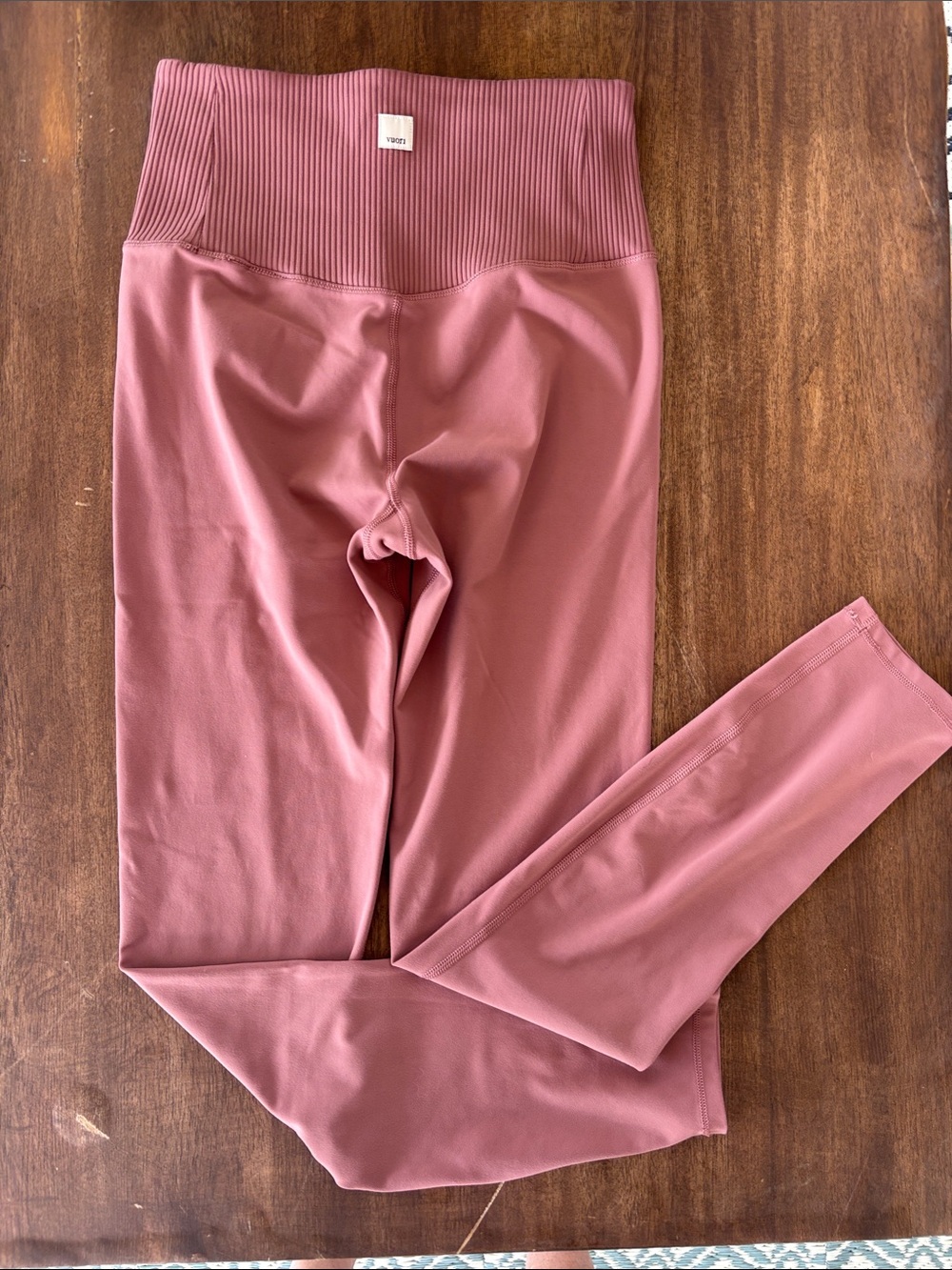 Vuori Ribbed High-Waist Leggings - Dusty Rose